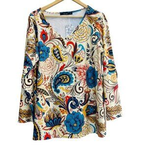 Sakurafina Size XL Colorful Paisley Long Sleeve Blouse Shirt Top NWT